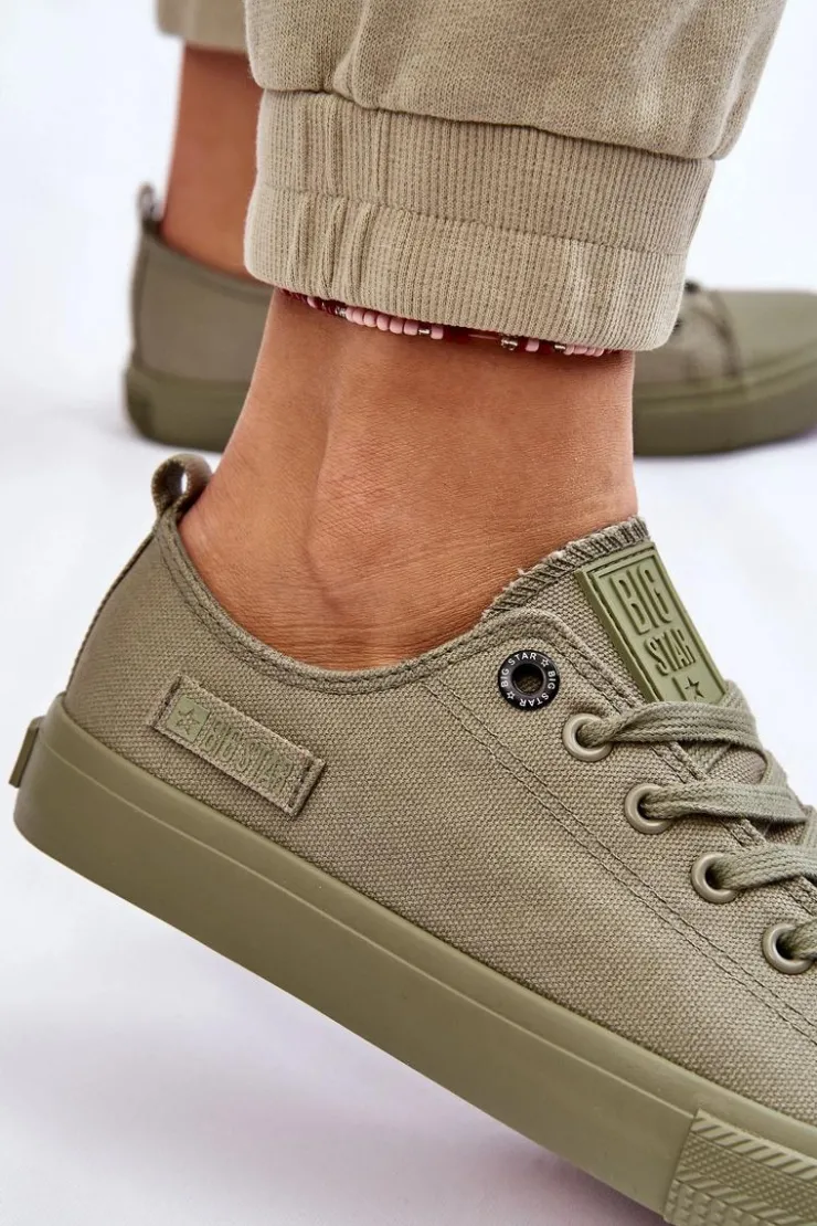 New Big Star Shoes Damskie Klasyczne Niskie Trampki Big Star LL274028 Zielone