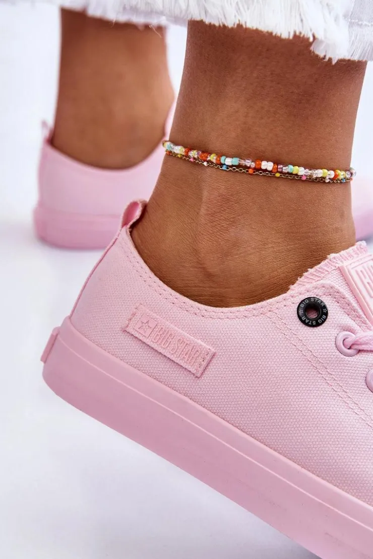 Outlet Big Star Shoes Damskie Klasyczne Niskie Trampki Big Star LL274022 Jasnoróżowe