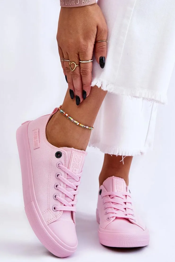 Outlet Big Star Shoes Damskie Klasyczne Niskie Trampki Big Star LL274022 Jasnoróżowe