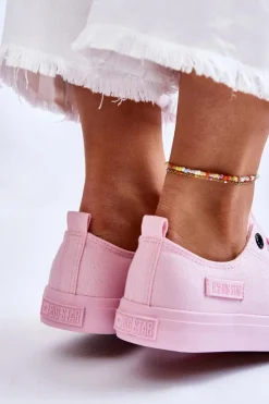 Outlet Big Star Shoes Damskie Klasyczne Niskie Trampki Big Star LL274022 Jasnoróżowe