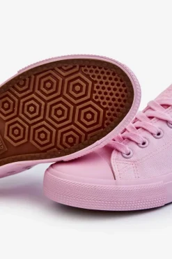 Outlet Big Star Shoes Damskie Klasyczne Niskie Trampki Big Star LL274022 Jasnoróżowe