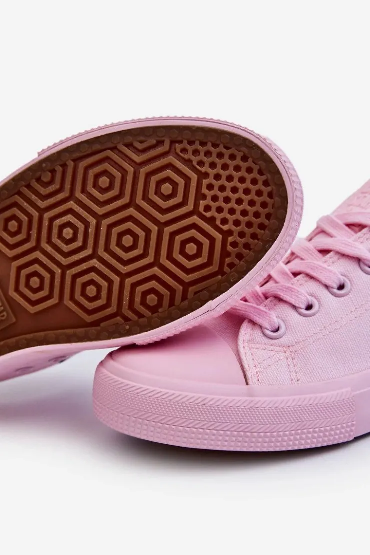 Outlet Big Star Shoes Damskie Klasyczne Niskie Trampki Big Star LL274022 Jasnoróżowe