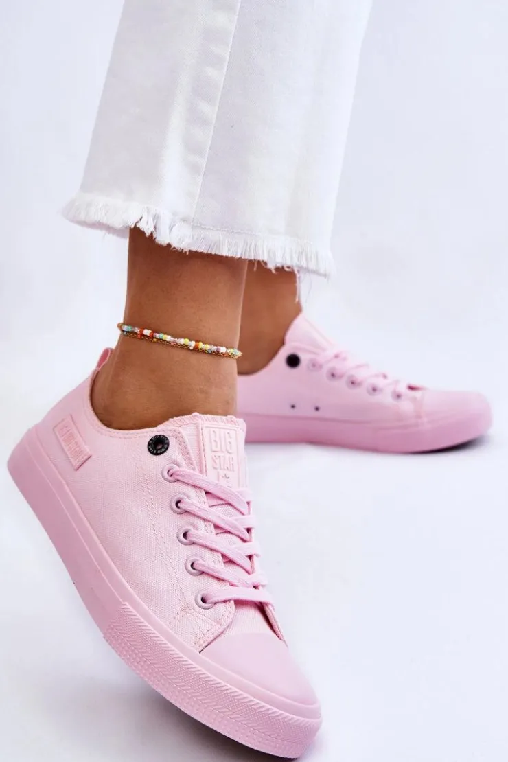 Outlet Big Star Shoes Damskie Klasyczne Niskie Trampki Big Star LL274022 Jasnoróżowe