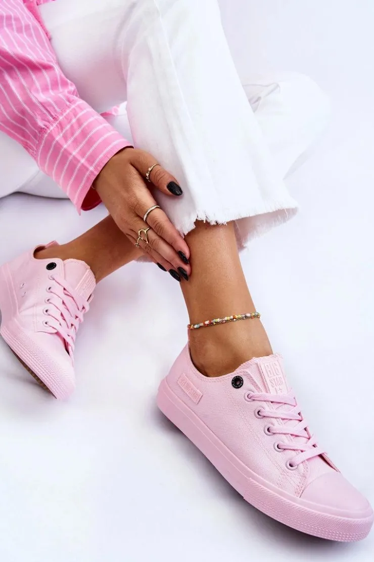 Outlet Big Star Shoes Damskie Klasyczne Niskie Trampki Big Star LL274022 Jasnoróżowe