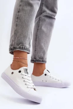 Damskie Big Star Shoes Damskie Klasyczne Niskie Trampki BIG STAR AA274010 Białe