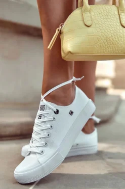 Damskie Big Star Shoes Damskie Klasyczne Niskie Trampki BIG STAR AA274010 Białe