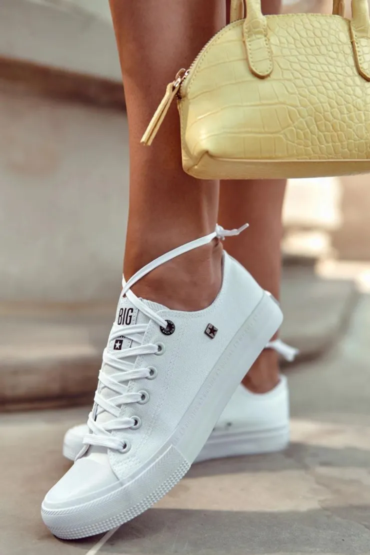 Damskie Big Star Shoes Damskie Klasyczne Niskie Trampki BIG STAR AA274010 Białe