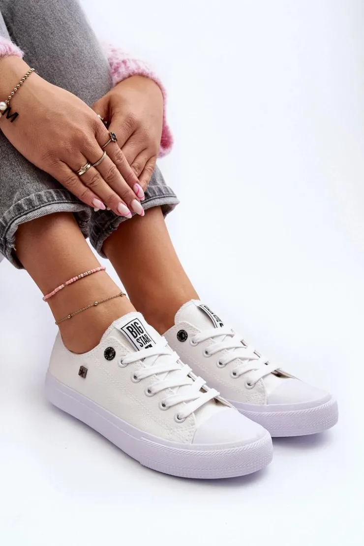 Damskie Big Star Shoes Damskie Klasyczne Niskie Trampki BIG STAR AA274010 Białe