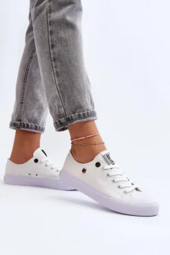 Damskie Big Star Shoes Damskie Klasyczne Niskie Trampki BIG STAR AA274010 Białe