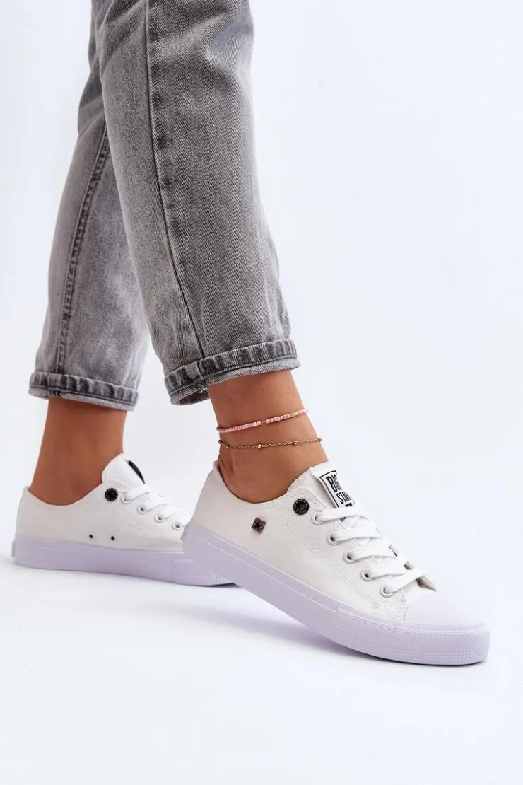 Damskie Big Star Shoes Damskie Klasyczne Niskie Trampki BIG STAR AA274010 Białe