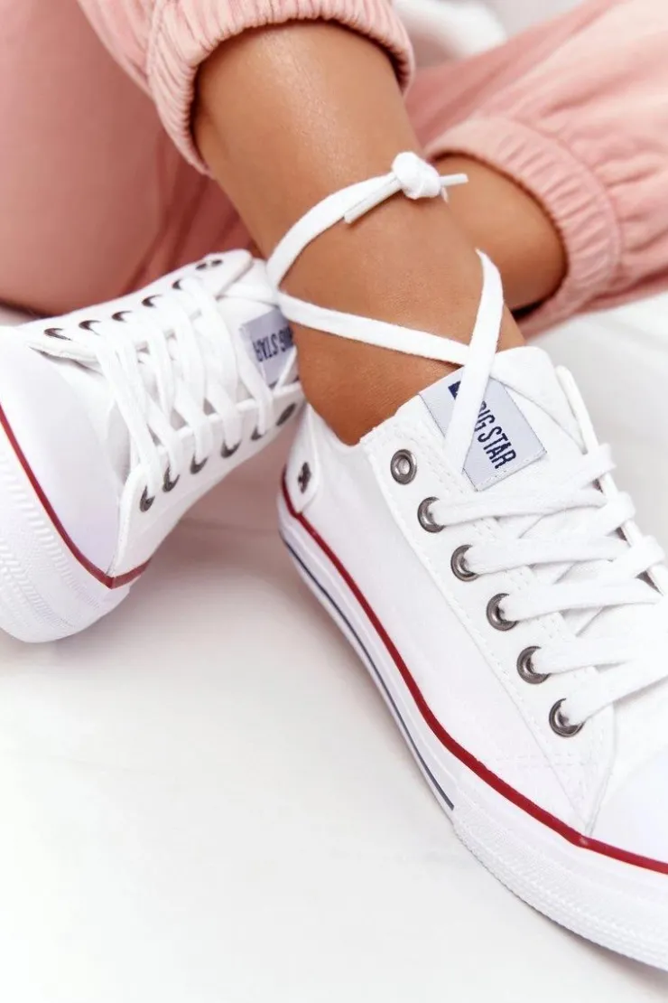 Big Star Shoes Trampki Damskie Big Star|Trampki Damskie Niskie*Damskie Klasyczne Niskie Trampki Big Star DD274336 Białe Biały
