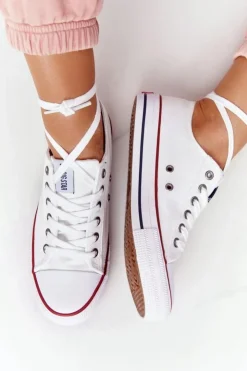 Big Star Shoes Trampki Damskie Big Star|Trampki Damskie Niskie*Damskie Klasyczne Niskie Trampki Big Star DD274336 Białe Biały