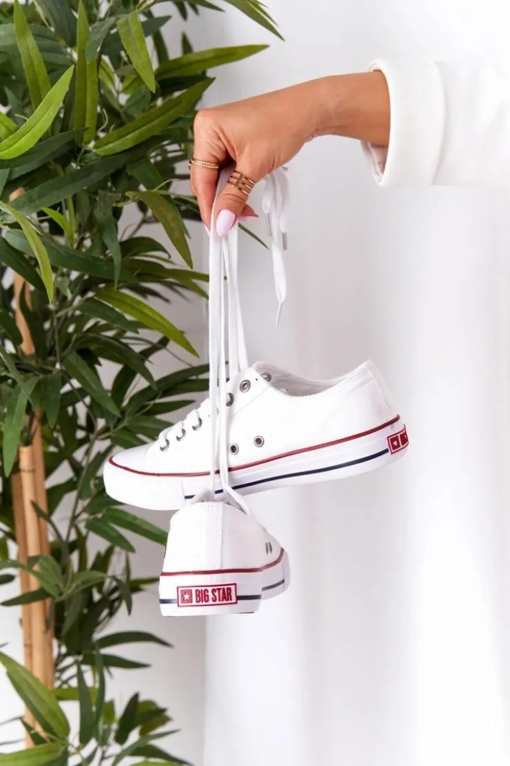 Big Star Shoes Trampki Damskie Big Star|Trampki Damskie Niskie*Damskie Klasyczne Niskie Trampki Big Star DD274336 Białe Biały