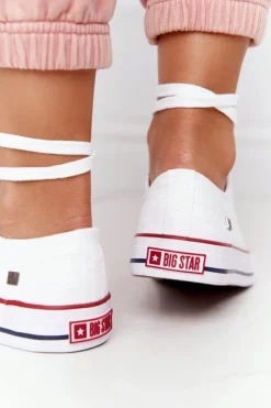 Big Star Shoes Trampki Damskie Big Star|Trampki Damskie Niskie*Damskie Klasyczne Niskie Trampki Big Star DD274336 Białe Biały