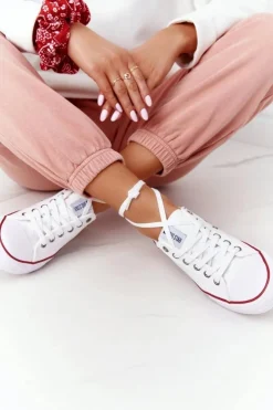 Big Star Shoes Trampki Damskie Big Star|Trampki Damskie Niskie*Damskie Klasyczne Niskie Trampki Big Star DD274336 Białe Biały