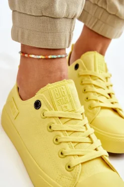 Damskie Big Star Shoes Damskie Klasyczne Niskie Trampki Big Star LL274026 Żółte