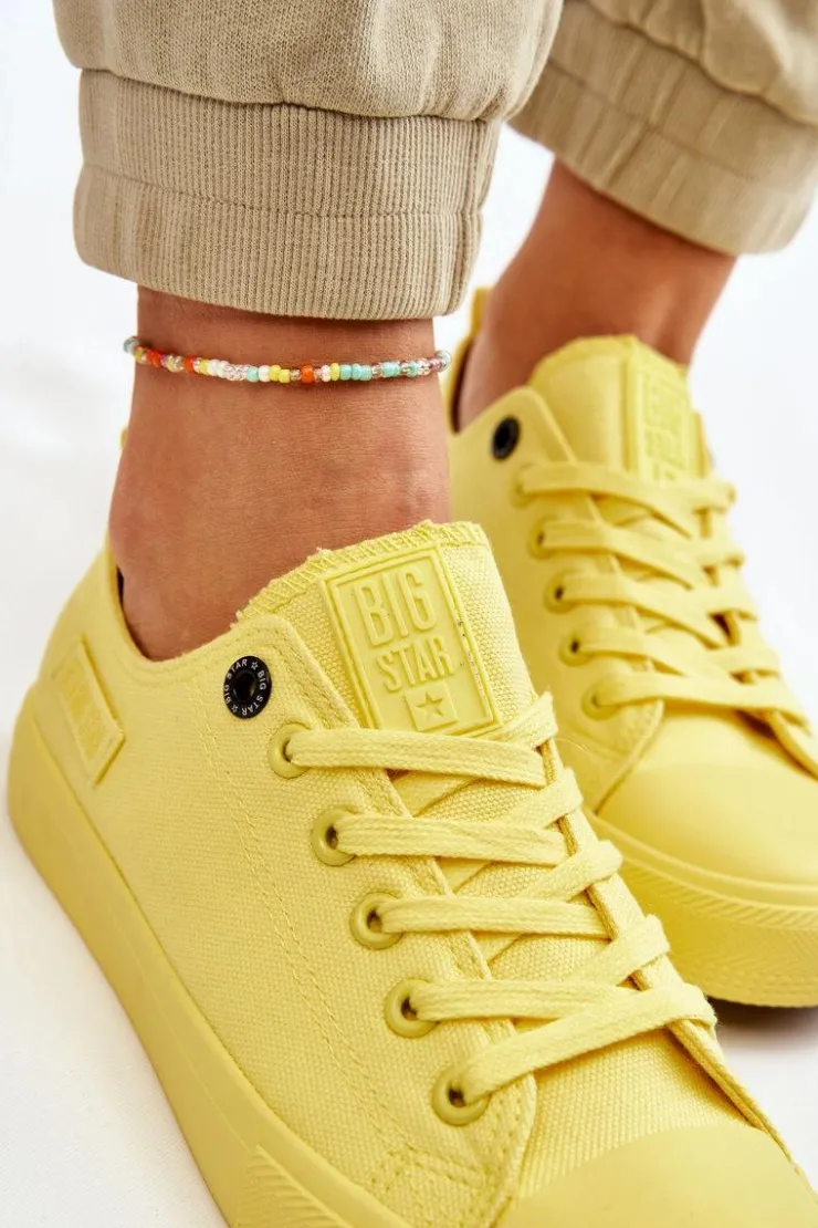 Damskie Big Star Shoes Damskie Klasyczne Niskie Trampki Big Star LL274026 Żółte