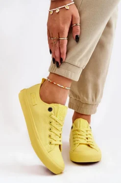 Damskie Big Star Shoes Damskie Klasyczne Niskie Trampki Big Star LL274026 Żółte