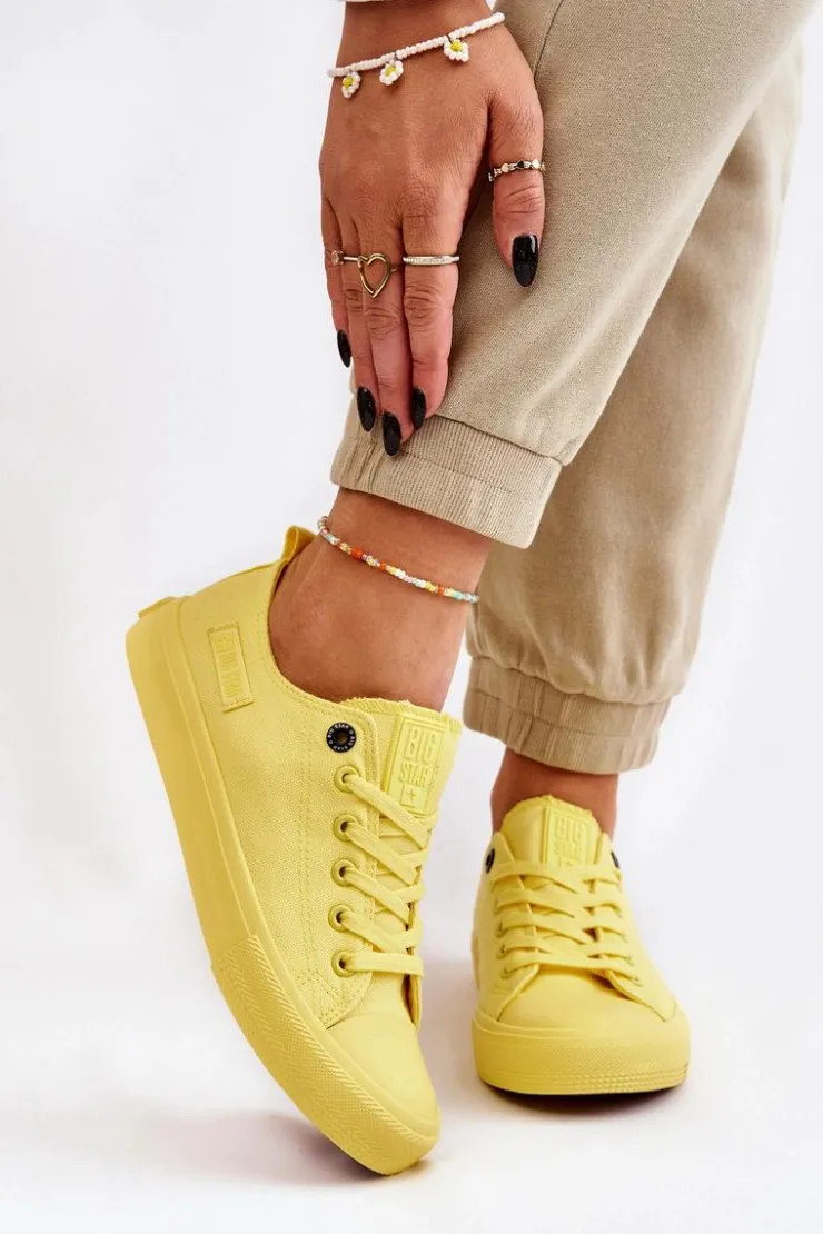 Damskie Big Star Shoes Damskie Klasyczne Niskie Trampki Big Star LL274026 Żółte