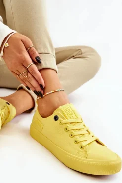 Damskie Big Star Shoes Damskie Klasyczne Niskie Trampki Big Star LL274026 Żółte