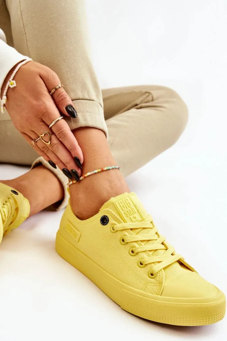 Damskie Big Star Shoes Damskie Klasyczne Niskie Trampki Big Star LL274026 Żółte