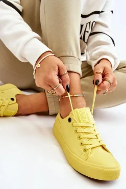 Damskie Big Star Shoes Damskie Klasyczne Niskie Trampki Big Star LL274026 Żółte