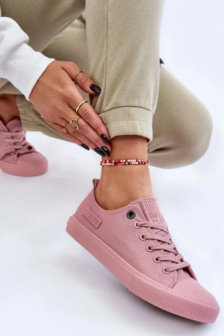 Big Star Shoes Trampki Damskie Big Star|Trampki Damskie Niskie*Damskie Klasyczne Niskie Trampki Big Star LL274027 Różowe