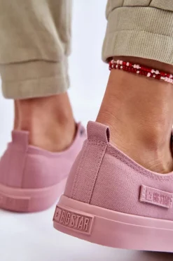 Big Star Shoes Trampki Damskie Big Star|Trampki Damskie Niskie*Damskie Klasyczne Niskie Trampki Big Star LL274027 Różowe