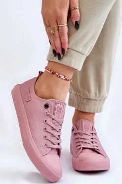 Big Star Shoes Trampki Damskie Big Star|Trampki Damskie Niskie*Damskie Klasyczne Niskie Trampki Big Star LL274027 Różowe