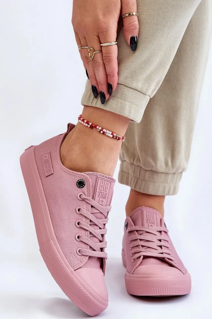Big Star Shoes Trampki Damskie Big Star|Trampki Damskie Niskie*Damskie Klasyczne Niskie Trampki Big Star LL274027 Różowe