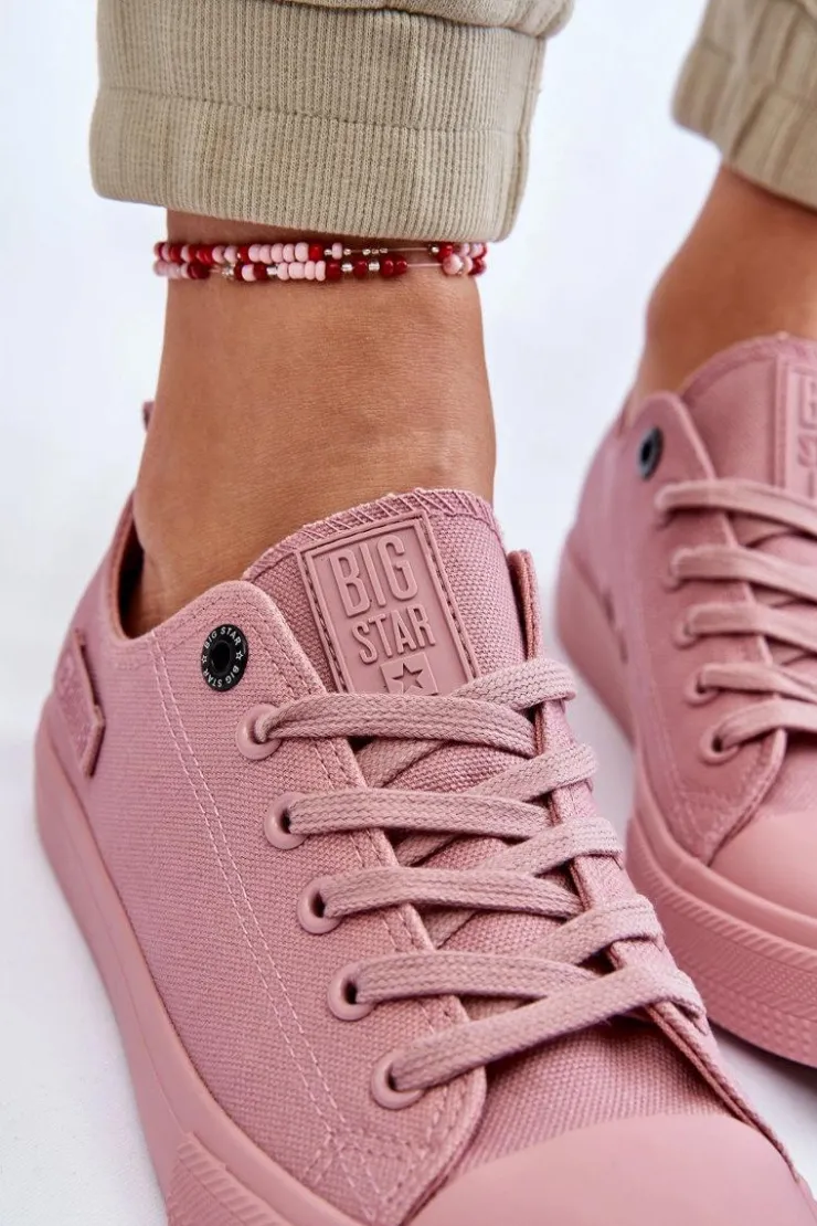 Big Star Shoes Trampki Damskie Big Star|Trampki Damskie Niskie*Damskie Klasyczne Niskie Trampki Big Star LL274027 Różowe
