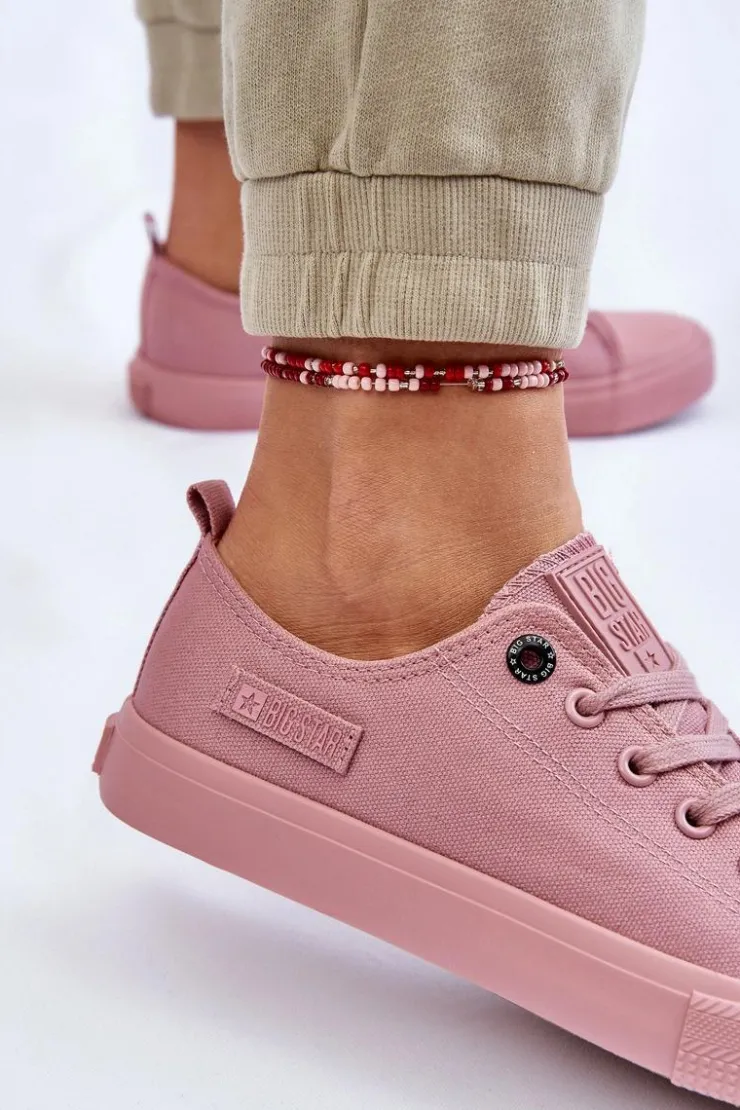 Big Star Shoes Trampki Damskie Big Star|Trampki Damskie Niskie*Damskie Klasyczne Niskie Trampki Big Star LL274027 Różowe