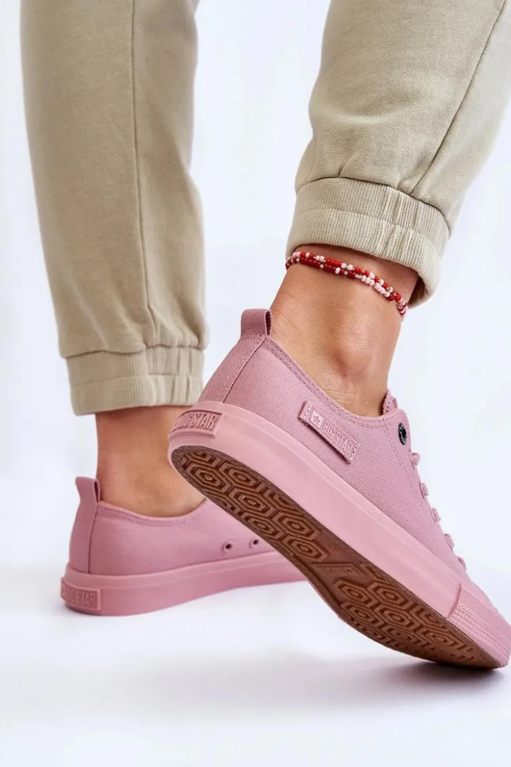 Big Star Shoes Trampki Damskie Big Star|Trampki Damskie Niskie*Damskie Klasyczne Niskie Trampki Big Star LL274027 Różowe