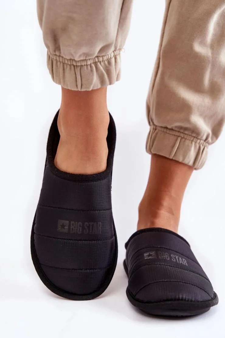 Damskie Big Star Shoes Damskie Klasyczne Papcie Big Star KK274602 Czarne