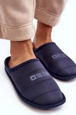 Damskie Big Star Shoes Damskie Klasyczne Papcie Granatowe Big Star KK274601