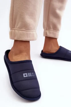Damskie Big Star Shoes Damskie Klasyczne Papcie Granatowe Big Star KK274601