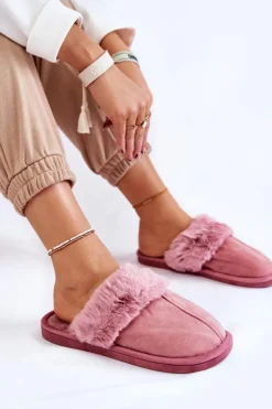 Clearance Boto Damskie Klasyczne Papcie Z Futerkiem Różowe Lorines
