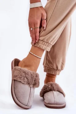 Boto Kapcie Klasyczne*Damskie Klasyczne Papcie Z Futerkiem Jasnobrązowe Lorine