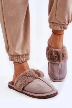 Boto Kapcie Klasyczne*Damskie Klasyczne Papcie Z Futerkiem Jasnobrązowe Lorine