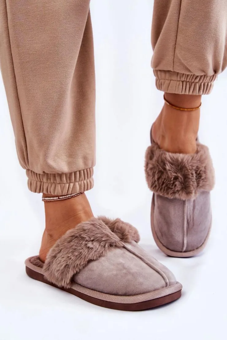 Boto Kapcie Klasyczne*Damskie Klasyczne Papcie Z Futerkiem Jasnobrązowe Lorine
