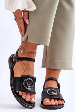 Damskie buty S.Barski Sandały Płaskie*Damskie Klasyczne Sandały S.Barski KV-2775-45 Czarne