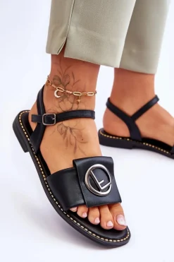 Damskie buty S.Barski Sandały Płaskie*Damskie Klasyczne Sandały S.Barski KV-2775-45 Czarne