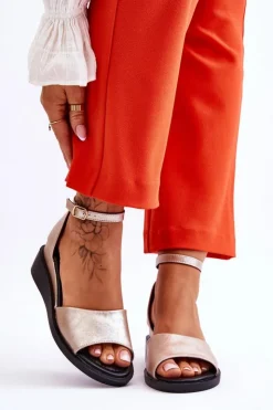 Damskie Buty damskie Vinceza Damskie Klasyczne Skórzane Sandały Na Koturnie Złote Truett