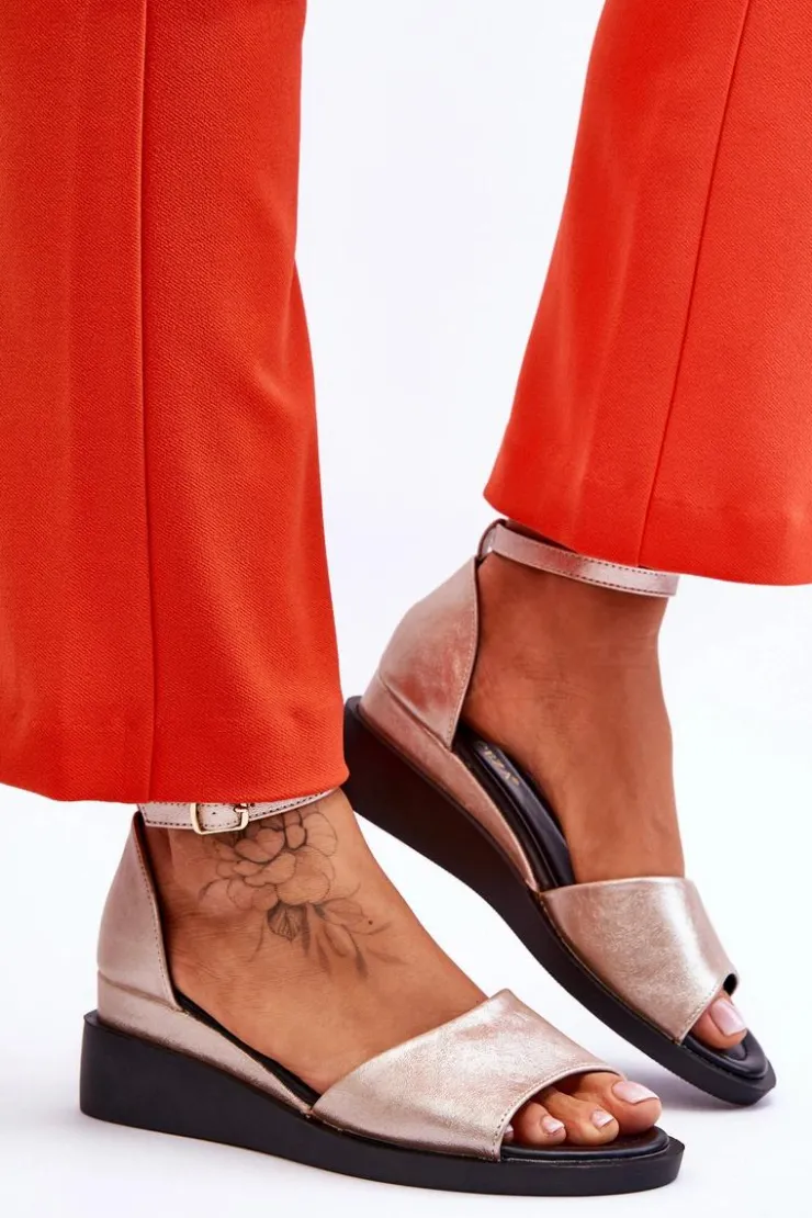 Damskie Buty damskie Vinceza Damskie Klasyczne Skórzane Sandały Na Koturnie Złote Truett