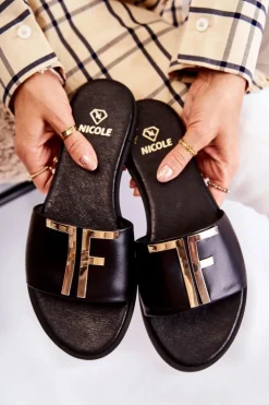 Boto Damskie Klasyczne Skórzane Klapki Czarne Adele