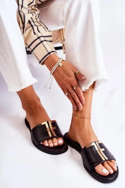 Boto Damskie Klasyczne Skórzane Klapki Czarne Adele