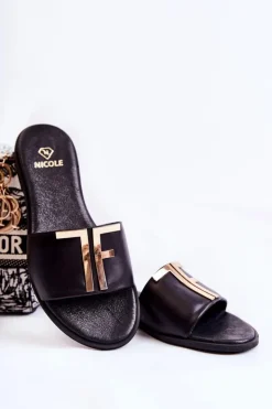 Boto Damskie Klasyczne Skórzane Klapki Czarne Adele