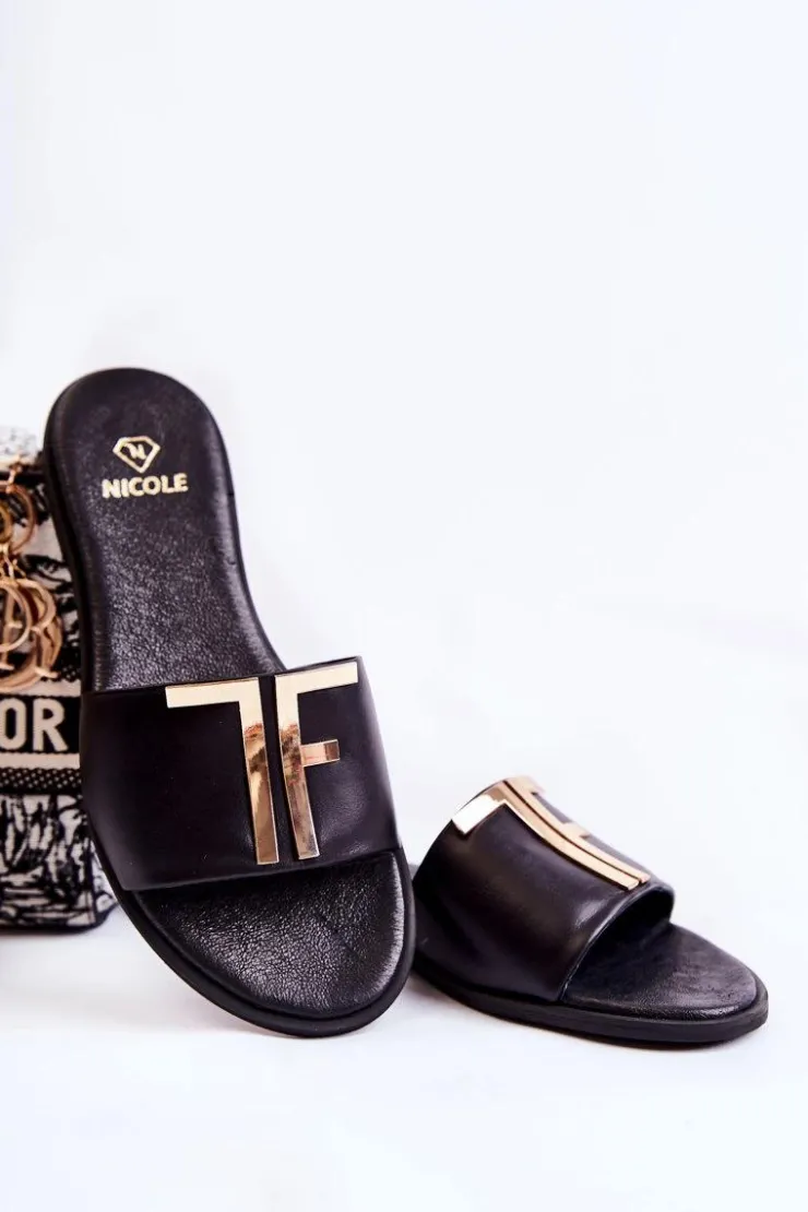 Boto Damskie Klasyczne Skórzane Klapki Czarne Adele