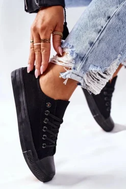 Boto Trampki Damskie Niskie*Damskie Klasyczne Trampki Czarne Omerta Czarny