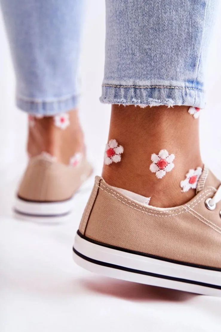 Hot Boto Damskie Klasyczne Trampki Wiązane Ciemnobeżowe Be Mine